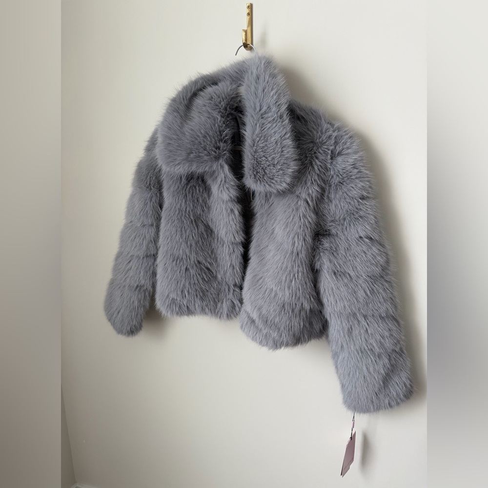 Avec Les Filles Gray Faux Fur coat